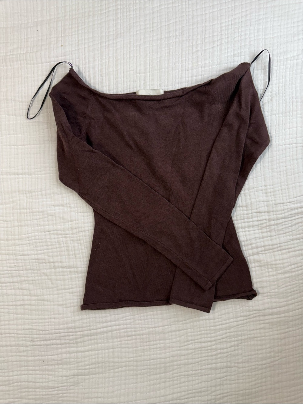 H&M Off-Shoulder Long Sleeve Top - Dark Brown